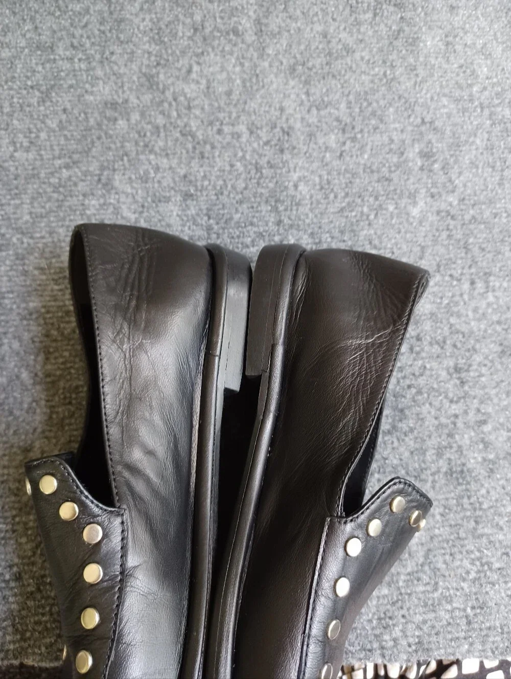 ME+EM Studded Travel Loafer Shoe Size 38 US 8 Women Leather Black Quiet Luxury